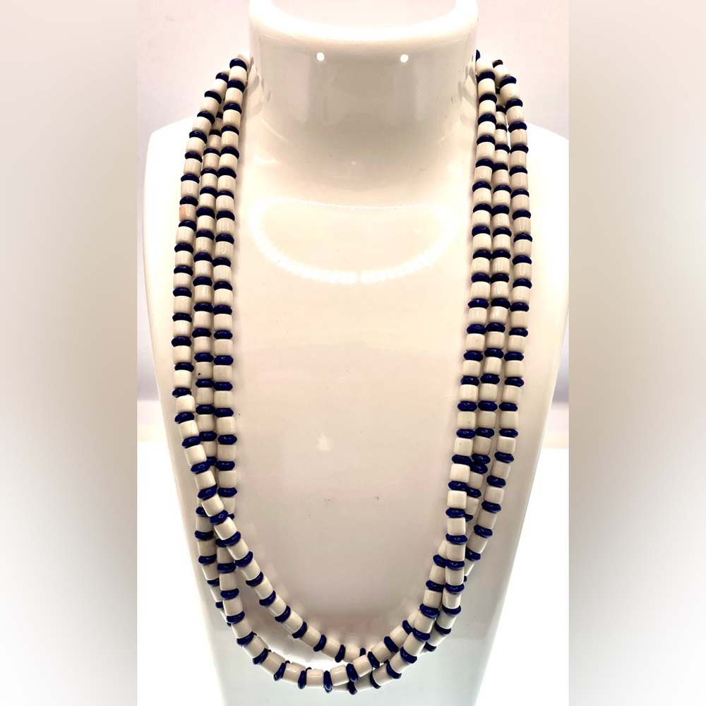 3 for $30 Vintage Multistrand Blue and White Beaded Necklace Choker